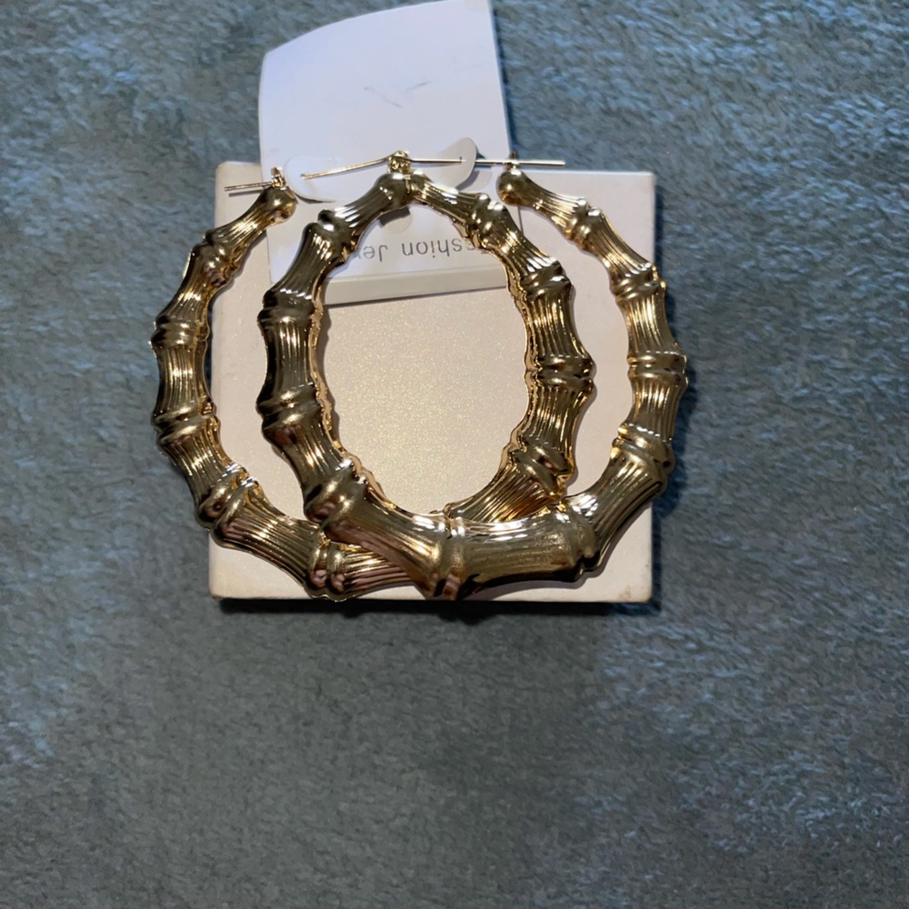 Gold bamboo earrings